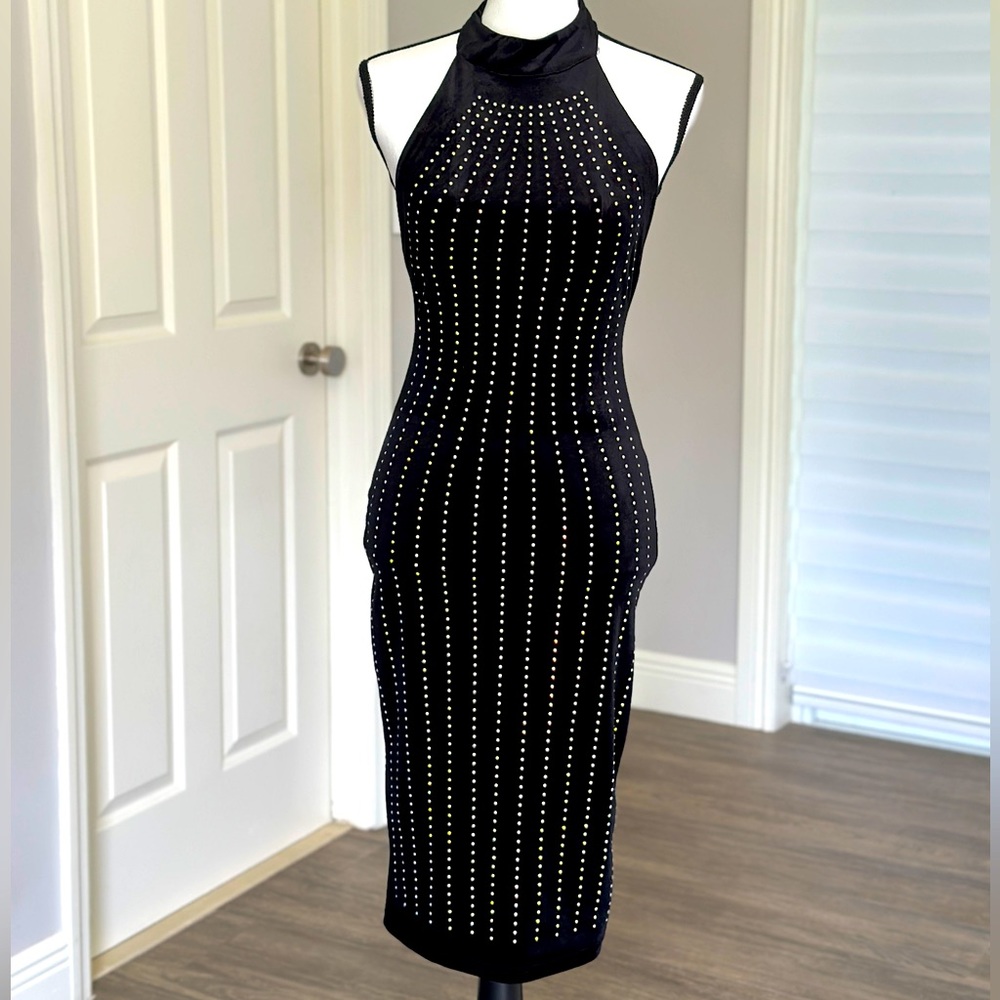 Black Velvet Halter Dress